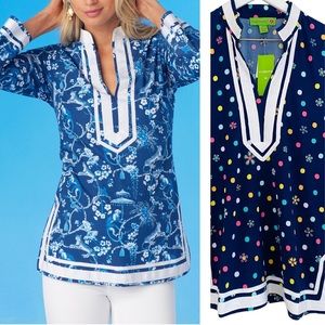 Island Republic NWT Fun Colorful Floral Side Slit Tunic W/Ribbon Accent Sz Small